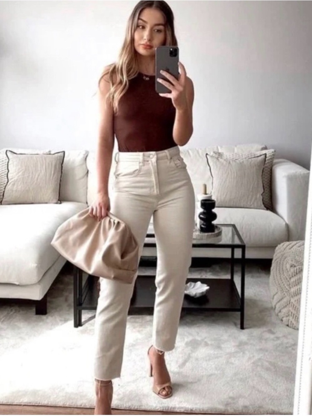 Zara Off-White The HW Ankle Straight